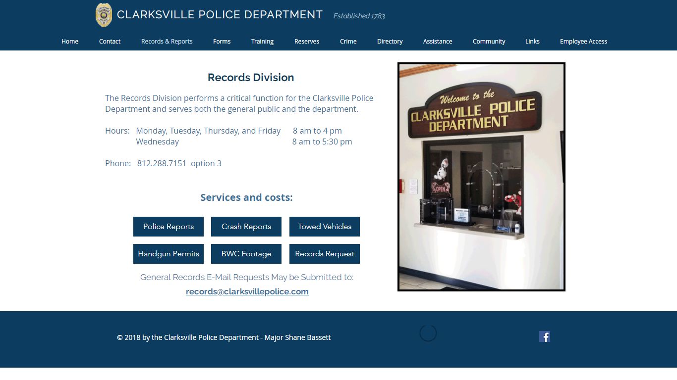 Records & Reports | clarksvillepolice
