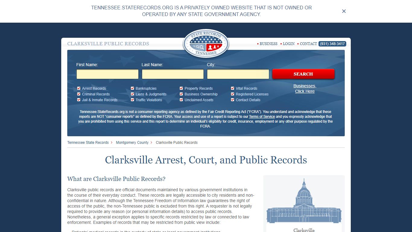 Clarksville Arrest and Public Records - StateRecords.org